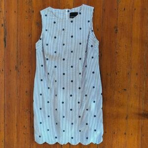 Sleeveless Seersucker Dress With Nautical Embroidery